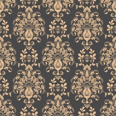 Vector damask seamless pattern background. Classical luxury old fashioned damask ornament, royal victorian seamless texture for wallpapers, textile, wrapping. Exquisite floral baroque template.