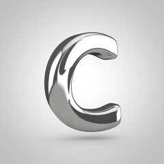 Silver letter C uppercase isolated on white background