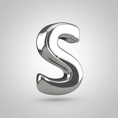 Silver letter S uppercase isolated on white background