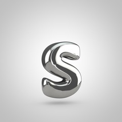 Silver letter S lowercase isolated on white background