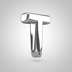 Silver letter T uppercase isolated on white background