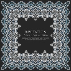 Vector fine floral square frame. Decorative element for invitations and cards. Border element