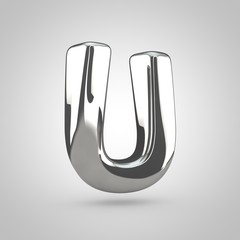 Silver letter U uppercase isolated on white background © Whitebarbie