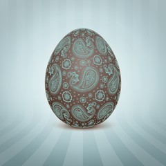 The Easter egg with a floral pattern ornament. Isolated vector realistic yellow egg.