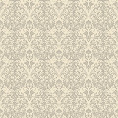 Vector damask seamless pattern background. Classical luxury old fashioned damask ornament, royal victorian seamless texture for wallpapers, textile, wrapping. Exquisite floral baroque template.