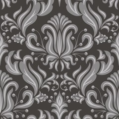 Vector damask seamless pattern element. Classical luxury old fashioned damask ornament, royal victorian seamless texture for wallpapers, textile, wrapping. Exquisite floral baroque template.