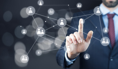 businessman hand grupe network