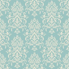 Vector damask seamless pattern background. Classical luxury old fashioned damask ornament, royal victorian seamless texture for wallpapers, textile, wrapping. Exquisite floral baroque template.