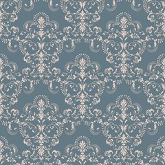 Vector damask seamless pattern background. Classical luxury old fashioned damask ornament, royal victorian seamless texture for wallpapers, textile, wrapping. Exquisite floral baroque template.