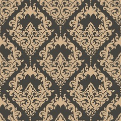 Fototapeta premium Vector damask seamless pattern background. Classical luxury old fashioned damask ornament, royal victorian seamless texture for wallpapers, textile, wrapping. Exquisite floral baroque template.