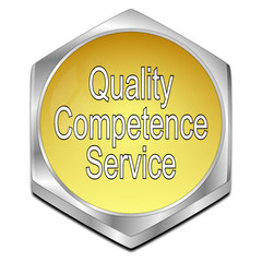 Quality Competence Service Button - 3D illustration
