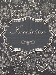 Wedding invitation and announcement card with floral background artwork. Elegant ornate floral background. Floral background and elegant flower elements. Design template.