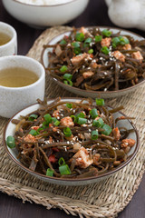 sea cabbage salad with tofu, vertical top view