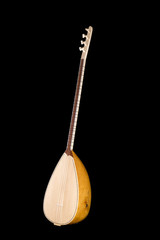 Saz baglama Turkish Music Instrument Isolated on a Black Background