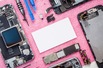 white blank sign board with support and repairing service concept.