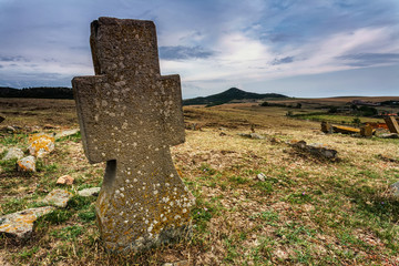 Old cemetery at dusk