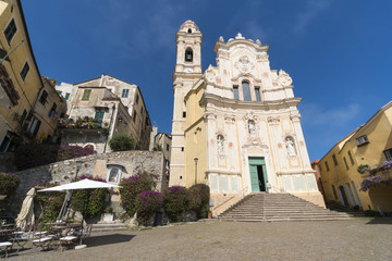 Fototapeta na wymiar Baroque church of St. John in the medieval village Cervo, Liguria region, Italy