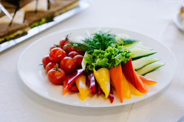 Vegetable mix, beautifully served on white plate