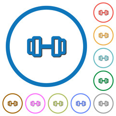 Barbell icons with shadows and outlines