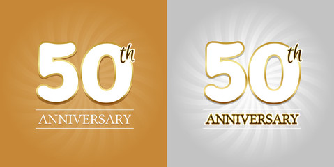 50th Anniversary Background - 50 years Celebration gold and Silver. Eps10 Vector.
