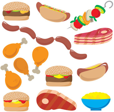 Collection of Barbecue Food Vector