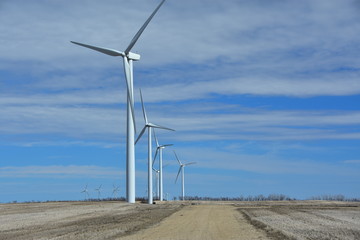 Wind turbines generating clean renewable energy in ND.