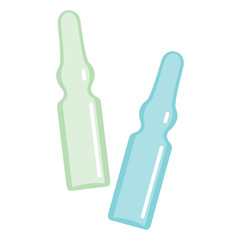 Medicine flat ampoule isolated on white background