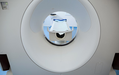 Close up of an examination table of a CT scanner
