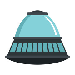 Flat cartoon spaceship ufo object isolated on white background