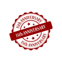 15th anniversary red stamp illustration