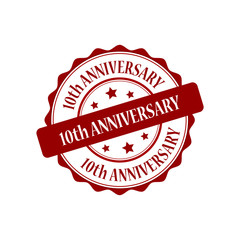 10th anniversary red stamp illustration