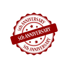 5th anniversary red stamp illustration