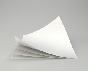 Empty paper blank sheet. 3d rendering on gray background.