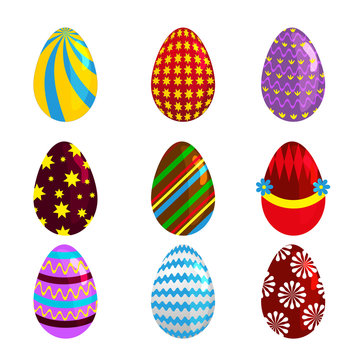 Easter eggs spring colorful celebration decoration holiday vector icons.