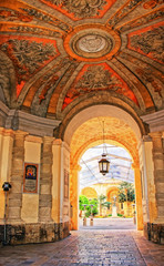 Fototapeta na wymiar Lantern at courtyard of Grandmaster palace Valletta