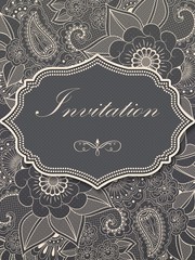 Wedding invitation and announcement card with floral background artwork. Elegant ornate floral background. Floral background and elegant flower elements. Design template.