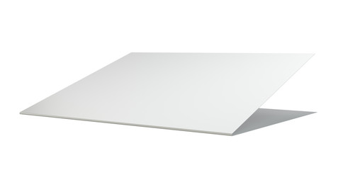 blank folded leaflet white paper. 3d rendering isolated on white background