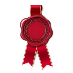 Red wax seal with double ribbon