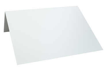 Close up of blank folded leaflet. 3d rendering isolated on white background.