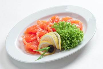 salmon, red fish on a plate