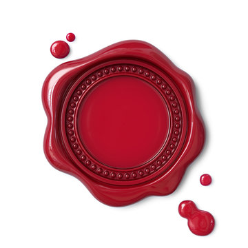 Red wax seal with dotted circle