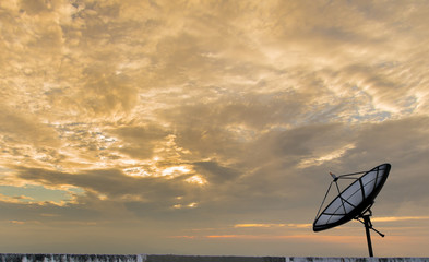 Single Satellite dish stand with beautiful sky
