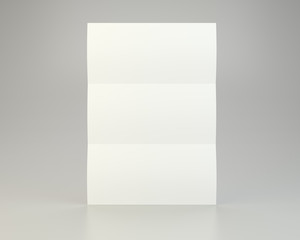 Blank folded white brochure. 3d rendering on gray background.