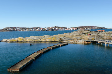 Fototapeta na wymiar one harbour on a little island