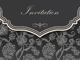 Wedding invitation and announcement card with floral background artwork. Elegant ornate floral background. Floral background and elegant flower elements. Design template.