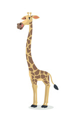 Funny Giraffe Cartoon Icon in Flat Design