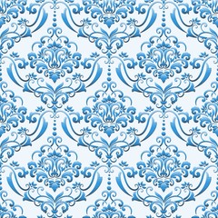 Obraz premium Vector damask seamless pattern background. Classical luxury old fashioned damask ornament, royal victorian seamless texture for wallpapers, textile, wrapping. Exquisite floral baroque template.
