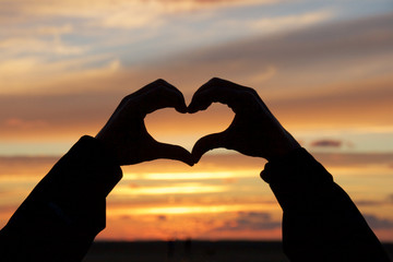 Shape of a heart at sunset