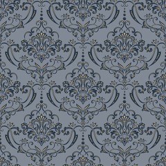 Vector damask seamless pattern background. Classical luxury old fashioned damask ornament, royal victorian seamless texture for wallpapers, textile, wrapping. Exquisite floral baroque template.