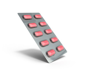 Pills Package Blister 3D illustration on white